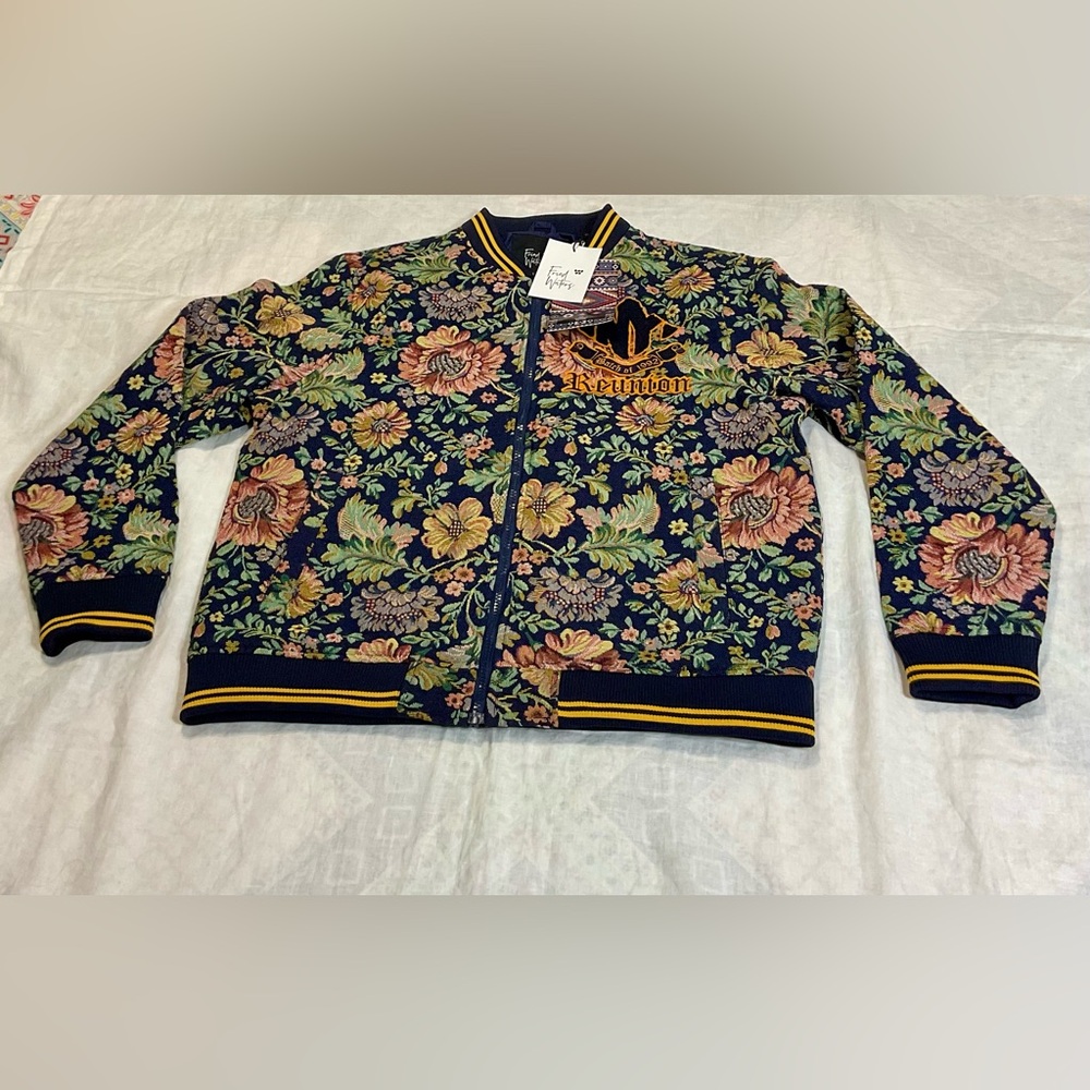 FRIED WATERS Floral TEXTURED Bomber Jacket Tapestry Edition Size: L - - - NEW